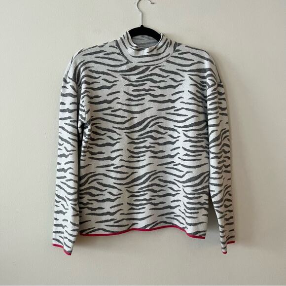 Anthropologie Lizzie Mock Neck Zebra Sweater - Picture 2 of 5